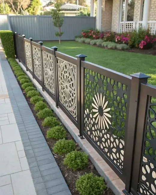 Flower panels in a fence