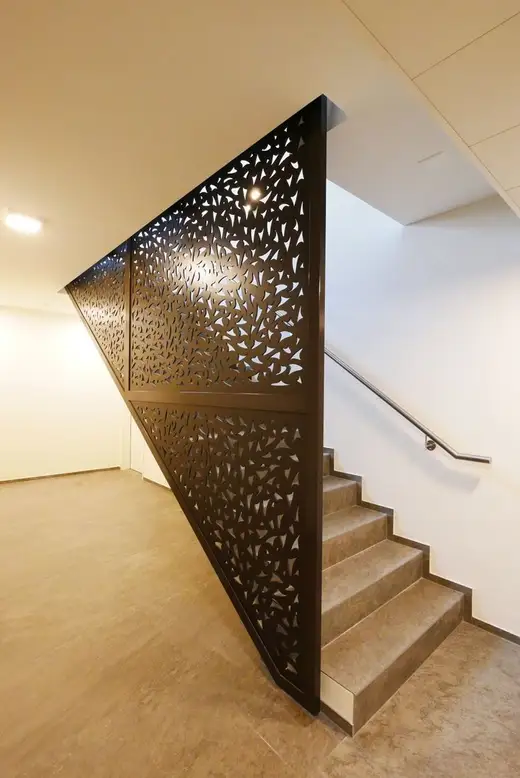 Jaali panel along a staircase